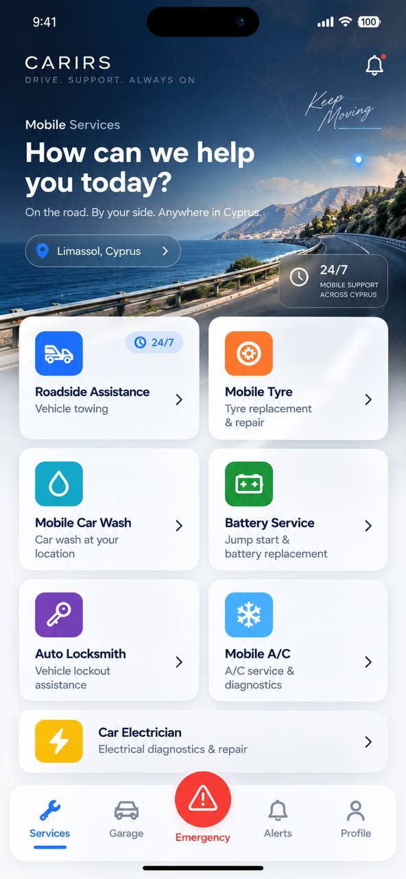 CARIRS mobile services dashboard concept